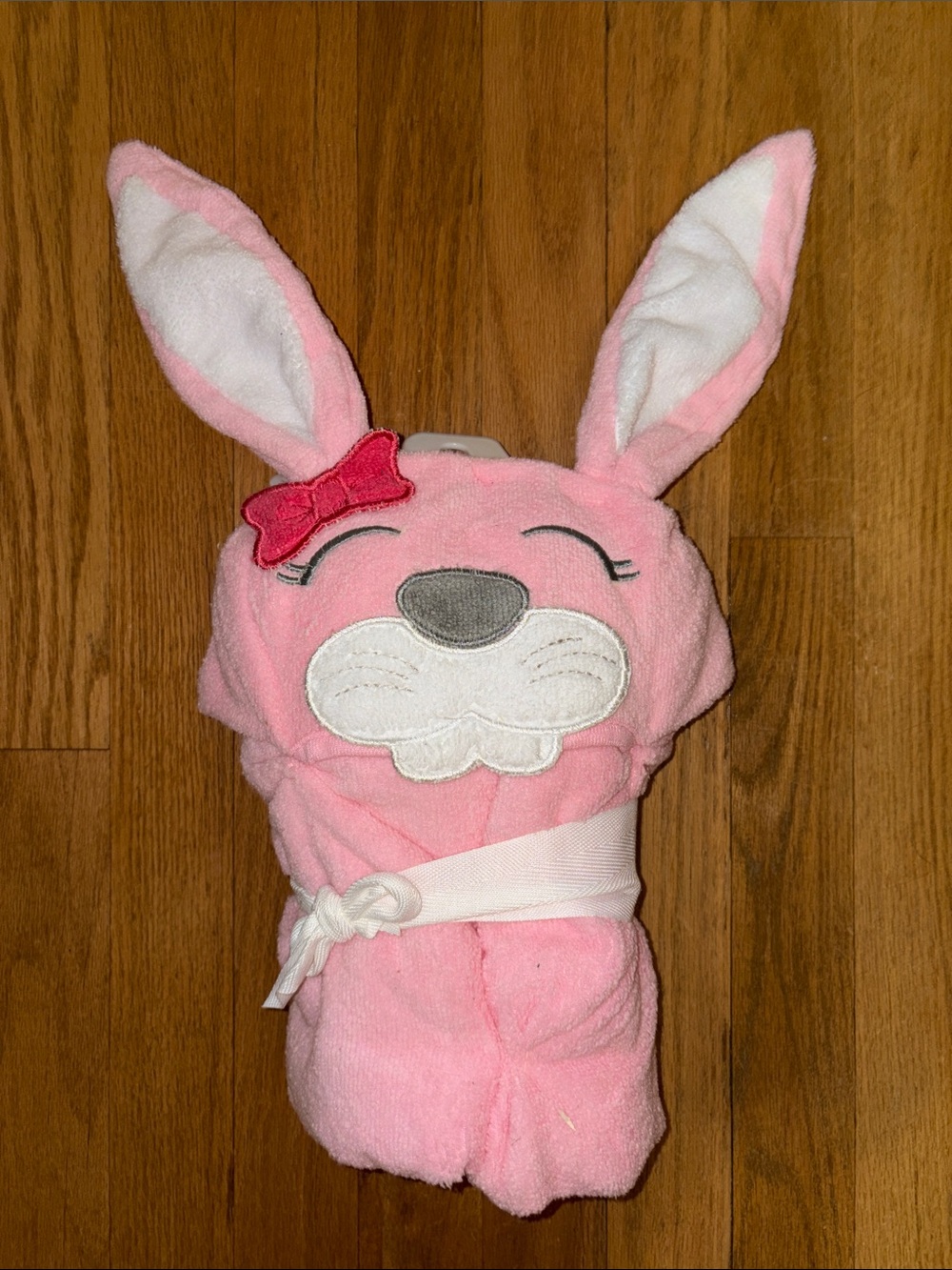 Plush Pink Bunny Hooded Towel Wrap for Kids